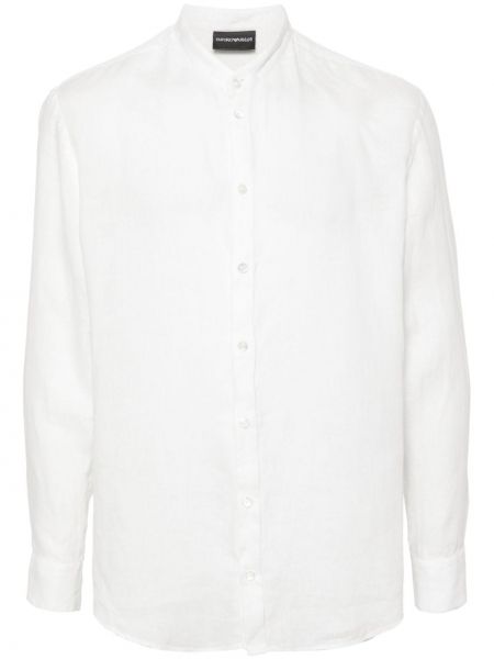 Ľanová košeľa Emporio Armani biela