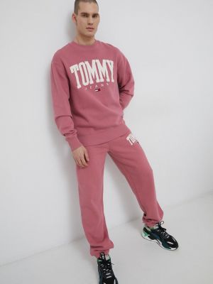 Spodnie sportowe Tommy Jeans różowe