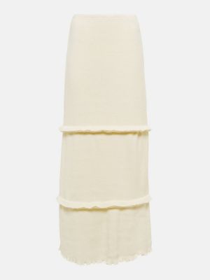 Długa spódnica wełniana Mm6 Maison Margiela biała