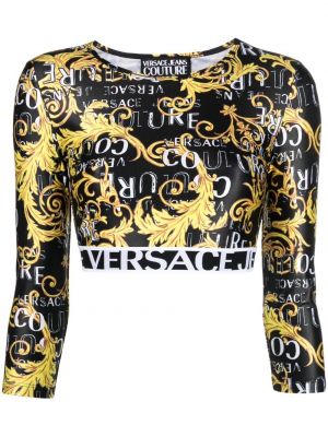 Printti crop top Versace Jeans Couture musta