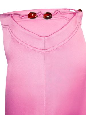 Saténové dlouhá sukně Ganni růžové