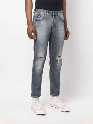 Slim fit skinny džíny s dírami Versace Jeans Couture modré