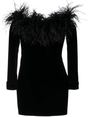 Βελούδινη κοκτέιλ φόρεμα με φτερά Alessandra Rich μαύρο