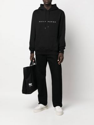 Kapučdžemperis ar apdruku Daily Paper melns