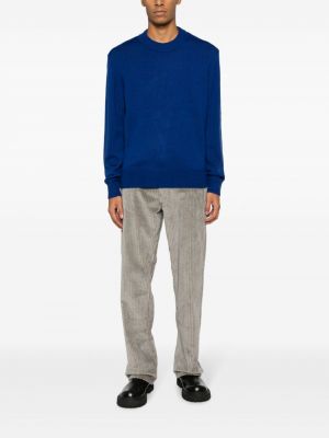 Sweter wełniany z wełny merino z okrągłym dekoltem Sunflower niebieski