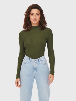 Пуловер slim Only зелено