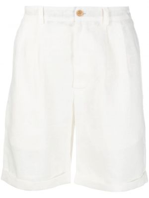 Плисирани ленени шорти Peninsula Swimwear бяло