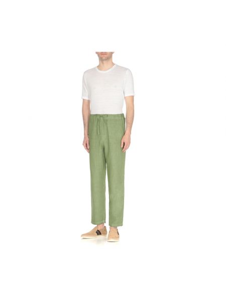 Pantalones rectos de lino 120% Lino verde