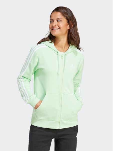 Dryžuotas sportinis džemperis Adidas žalia