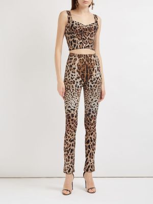 Leopardí crop top s potiskem Dolce & Gabbana