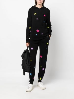Dzianinowa bluza z kapturem z nadrukiem w gwiazdy Chinti & Parker czarna