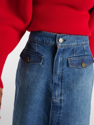 Spódnica jeansowa z wysoką talią Frame niebieska