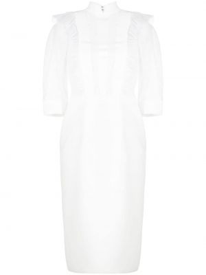 Sukienka midi tiulowa z krepy Saiid Kobeisy biała