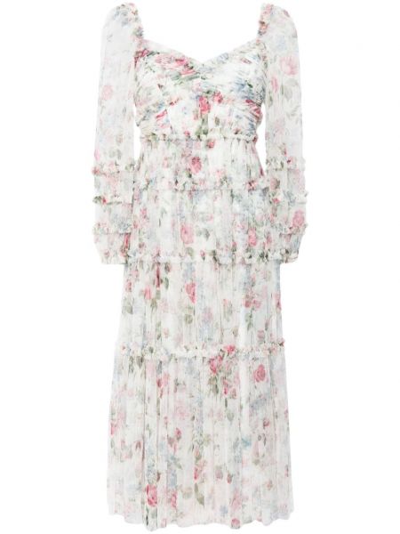 Midi haljina s cvjetnim printom Needle & Thread bijela