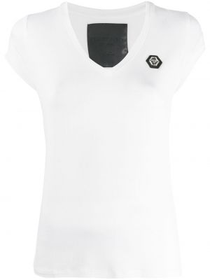 Camiseta con escote v Philipp Plein blanco