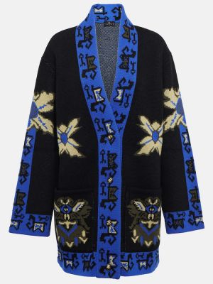 Cardigan de lână din jacard Etro albastru