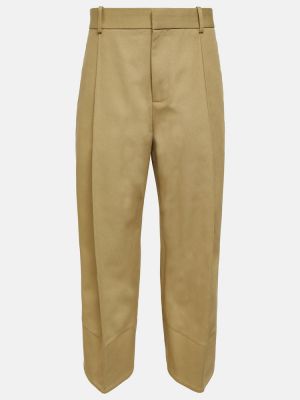 Pantaloni dritti di cotone Bottega Veneta beige