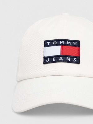 Бавовняна кепка з аплікацією Tommy Jeans біла