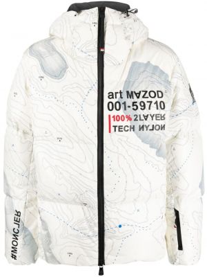 Pérový kabát s perím Moncler Grenoble biela