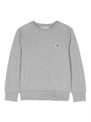 Hoodie ricamata con scollo tondo Moncler Enfant grigio