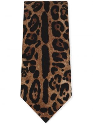 Hodvábna kravata s potlačou s leopardím vzorom Dolce & Gabbana
