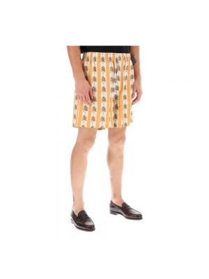 Pantalones cortos de lino a rayas Bode amarillo