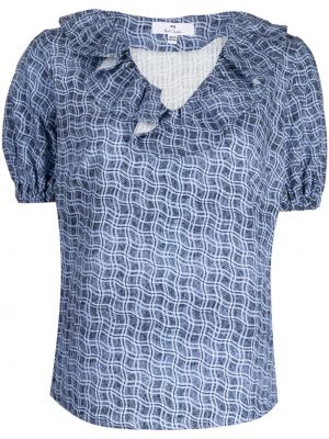 Bombažna bluza s karirastim vzorcem s potiskom Ps Paul Smith modra