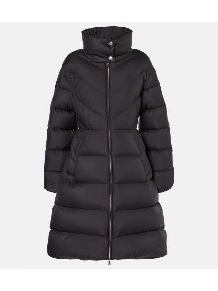 Lång kappa i dun Moncler svart