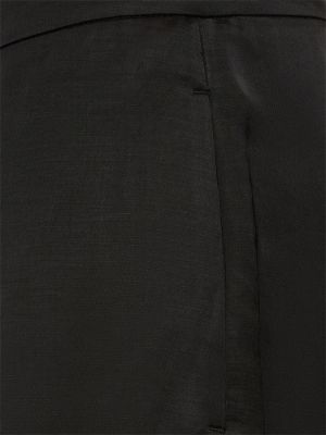 Λινό παντελόνι σε φαρδιά γραμμή Ralph Lauren Collection μαύρο
