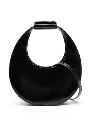 Lakovaná kožená nákupná taška Staud čierna