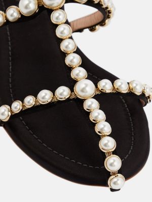 Sandały z perełkami Giambattista Valli czarne