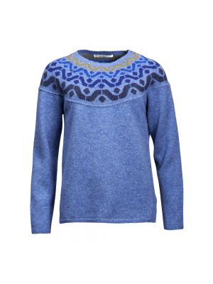 Sweter z okrągłym dekoltem Mansted niebieski
