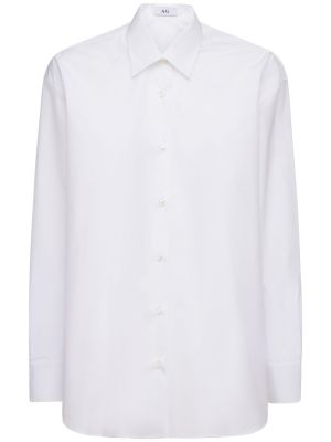 Oversize памучна риза Annagreta бяло