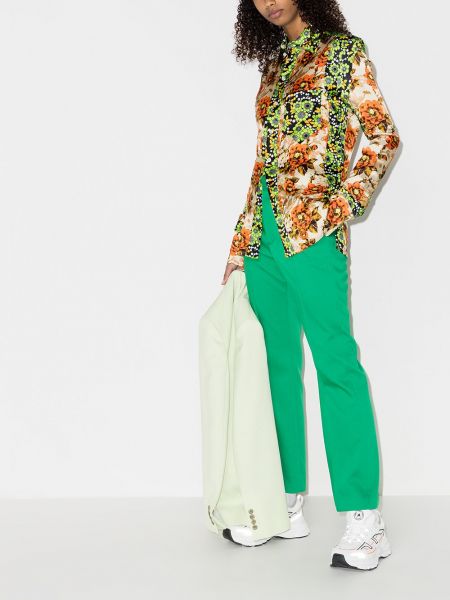 Camisa de flores con estampado Kwaidan Editions naranja