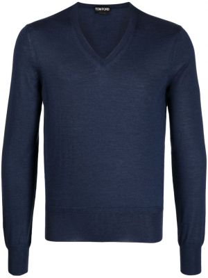 Džemper s v-izrezom Tom Ford plava