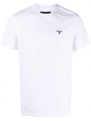 Kokvilnas t-krekls ar izšuvumiem Barbour balts