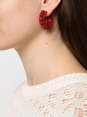 Boucles d'oreilles à imprimé à boucle en cristal Aquazzura rouge
