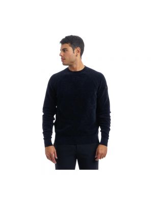 Dzianinowy aksamitny sweter Rrd niebieski