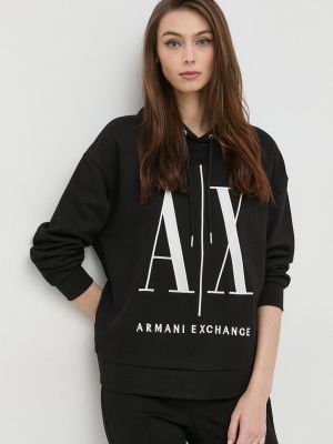 Bluza z kapturem bawełniana Armani Exchange czarna