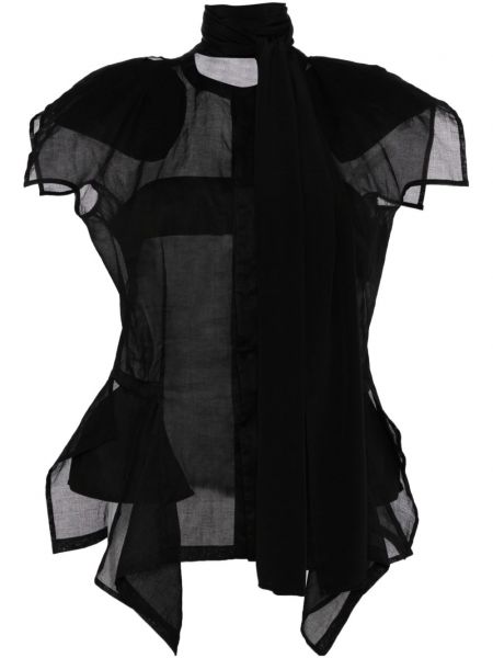 Jedwabny top asymetryczny Yohji Yamamoto czarny
