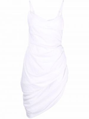 Коктейлна рокля с драперии Jacquemus бяло