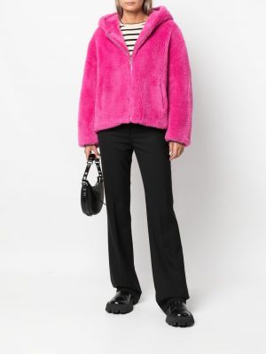 Pletená vlněná bunda s kapucí Yves Salomon růžová