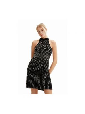 Sukienka mini bez rękawów w geometryczne wzory Desigual czarna
