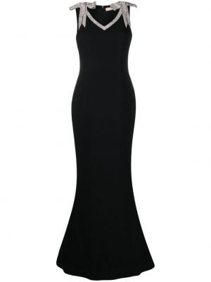 Sukienka wieczorowa z kokardką z kryształkami Elie Saab czarna
