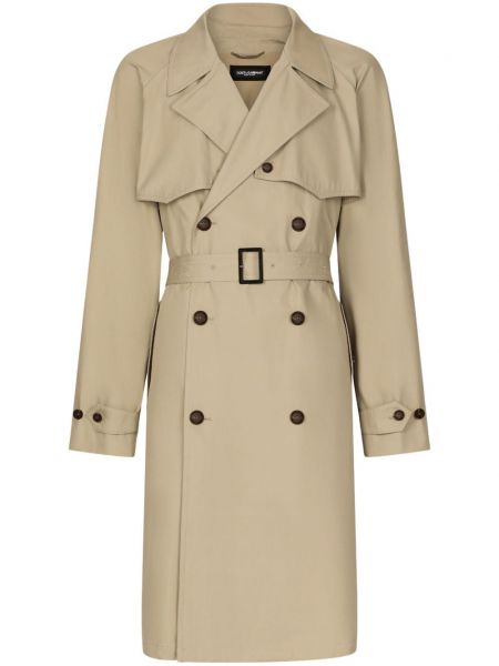Bavlnený kabát s opaskom Dolce & Gabbana béžová