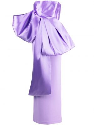 Sukienka koktajlowa z kokardką oversize z krepy Solace London fioletowa