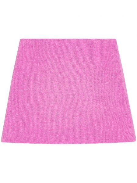 Vunena mini suknja Ganni ružičasta