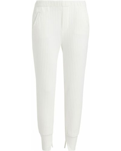 Spodnie prążkowane Enza Costa, biały