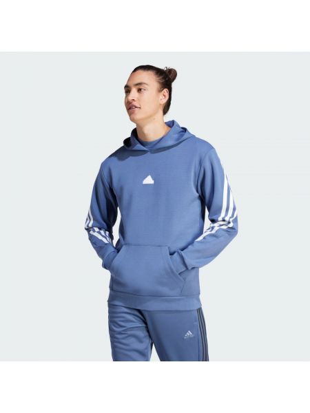 Bluza z kapturem w paski Adidas niebieska