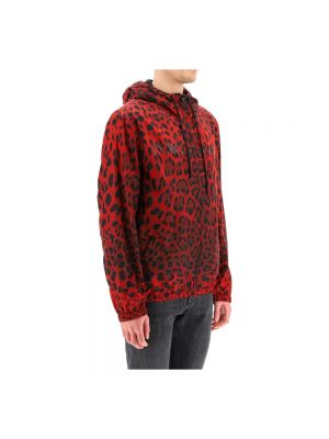 Sudadera con capucha leopardo Dolce & Gabbana rojo